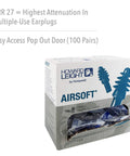 Box of Howard Leight Four Flange Reusable Earplugs With Noise Blocking Fins For A Comfy Seal And Solid Noise Protection, 100 pairs