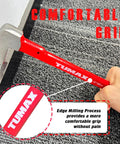 Person using Tumax 12-inch pry bar from Two Piece Nail Puller Set With 12 Inch Pry Bar And 8 Inch Mini Crowbar Cat Paw Nail Remover Handyman Favorite Pro Grade Heavy Duty High Carbon Steel Crowbar Tool For Home Remodeling And Woodworking Pull Nails Pry Scrape And Reuse Pallets, showing comfortable grip feature.