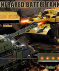 Infrared battle of 2.4G RC Battle Tank Set for Kids and Adults, realistic 1/28 military tank with sound and lights.
