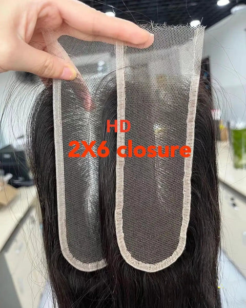 HD 2x6 Swiss Lace Closure With Melt Skin For Glueless Install, Long Deep Parting, Pre Plucked Natural Hairline, 18 Inch Human Hair