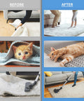 Non Slip Triangle Rug Grippers 16 Pack For Area Rugs Dual Sided Rug Pads For Hardwood Floors And Tiles Reusable Adhesive Carpet Tape That Keeps Rugs Staying Put From Curling Or Slipping Black, before and after cleaning with cats.