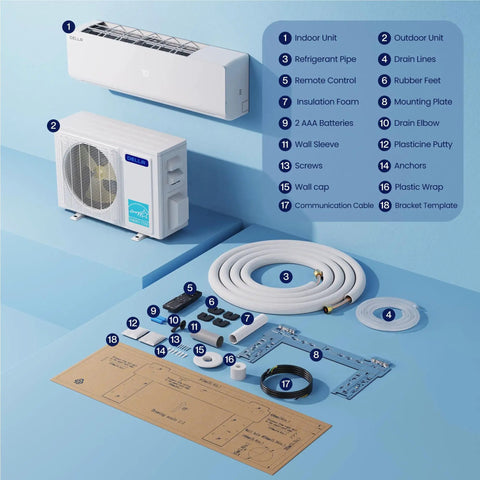 Hella Efficient 35000 BTU 3 Zone Ductless Mini Split Air Conditioner And Heat Pump System With 19 SEER2 DC Inverter Tech And 16 Foot Install Kits For All Season No Sweat Comfort