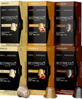 Original Machine Compatible Espresso Pods Grab N Go Variety Pack In Aluminum Capsules Caramel Vanilla Chocolate Flavors 120 Capsules Six Boxes Of 20 Kosher Certified Not VertuoLine Compatible