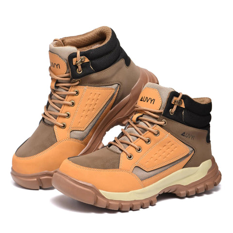 Steel Toe Work Boots For Men With Wide Toe Cap, Built Tough And Slip Resistant, Waterproof Leather, Puncture Proof Footwear