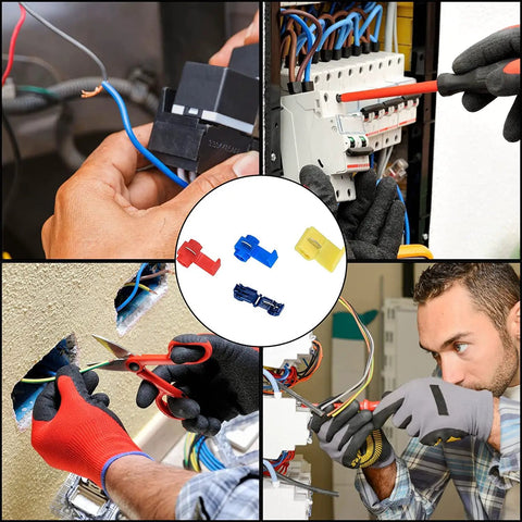 80 Pack Quick Splice Wire Connectors Solderless Snap Electrical Wire Terminals Insulated Crimp Connectors 22 10 AWG Easy Tap And Join Brass Construction For Reliable Fast Wiring Projects in use with various electrical setups