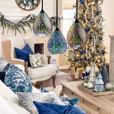 Colorful Glass Pendant Light For Kitchen Island 1 Pack Dope Modern 3D Hammered Glass Globe With Clear Shade hanging in living room.