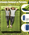 Couple on Double Sleeping Pad For Two With Built In Pillows, Self Inflating 4 Inch Thick Inflatable Sleeping Mat With Foot Pump