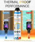 Closed Cell Spray Foam Insulation Kit Packs 36 Cans To Blanket 720 Sq Ft Walls Knock Out Drafts Seal Gaps Super Tight And Save Big On Energy Bills Arrives With Dispensing Gun Cleaning Solvent And Full Protective Gear For Stress Free Anytime Diy Fixes showing temperature improvement from 30.4°F to 55.4°F after application.