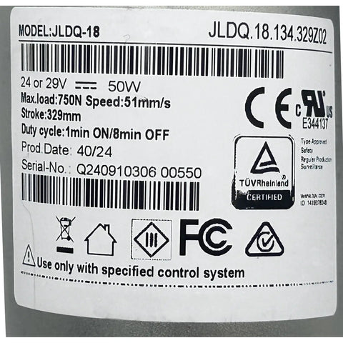 Label of Power Recliner Linear Actuator Replacement For Electric Sofa Lift Chair Designed For Smooth Lift And Recline, JLDQ.18.134.329Z02