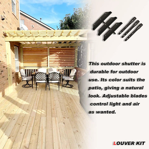 All In One Louver Hardware Kit For Blinds And Shutters Sunblind Brackets Holds Up To 11 Boards 48 Inch Black Outdoor Ready Includes 22 Brackets 10 Actuators And 99 Screws For Decks Patios And Privacy Walls