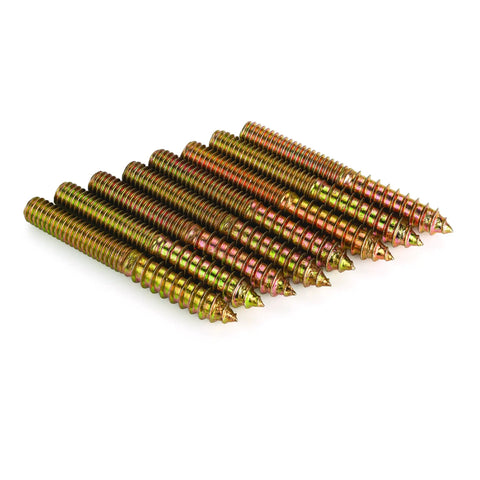 Pro Grade Steel Hanger Bolt 3/8 Inch Diameter 16 Thread Per Inch Dual Threading Connects Lumber Directly To Metal Brackets Three Half Inch Length Eight Piece Assortment Top Shelf Rack Building Hardware For Garage Workbenches