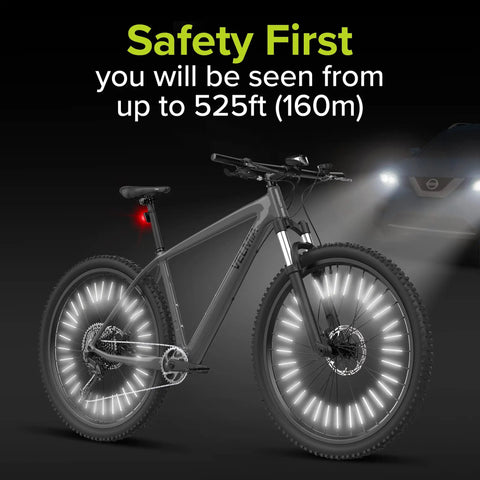 Bike Spoke Reflectors For Night Riding With 360 Degree Visibility Easy Mounting 3M Scotchlite Reflective Material on city bike.