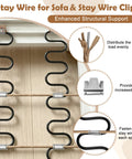 Stay wire and clips for sofa support, used in Hard As Nails Heavy Duty Couch Spring Repair Kit for zero stress recliner restoration.