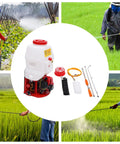 Pro Grade Backpack Sprayer Fogger For Pest Control with accessories displayed and farmers using foggers in fields