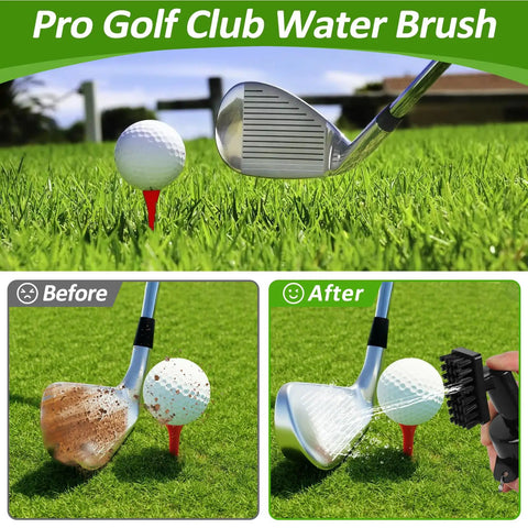 On Course Go-To Essential 2-Piece Golf Towel And Club Cleaner Set used to clean golf club before and after shots on the green