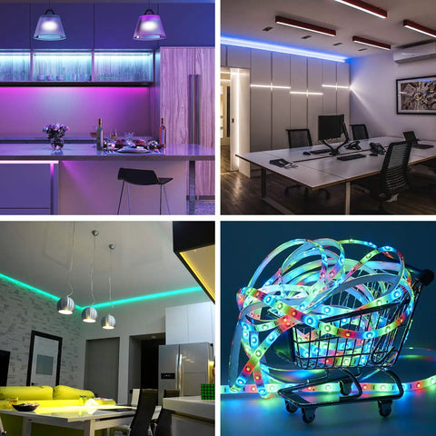 LED Strip Connector Kit For 5050 10Mm 4Pin With 8 Solderless Accessories in various home and office lighting setups