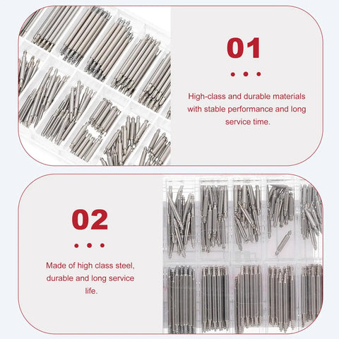 Watch Band Pins Replacement Kit With Stainless Steel Spring Rods For Easy Strap Repair Pro Grade Durable Anti Rust Perfect For Watchmakers And Jewelers Stable Performance Great Gift For Hobbyists And Pros with organized compartments