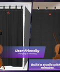 Heavy Duty 2 Pack Sound Dampening Blankets 48x80 Inches With Steel Grommets 850 GSM Acoustic Noise Reducing Pads hanging over a doorway.