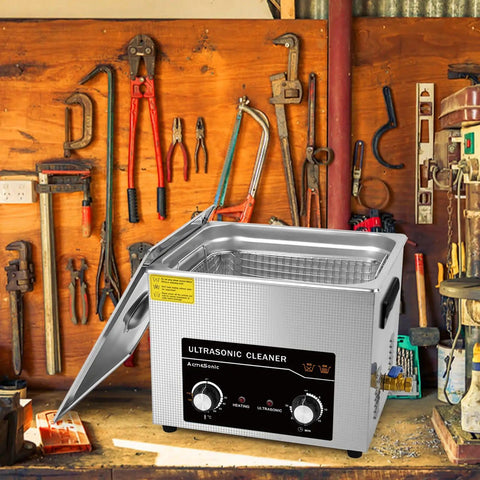 Pro Grade Ultrasonic Cleaner 15L With Knob And Timer, 6 Transducers Deliver 360W Ultrasonic Power in a workshop setting