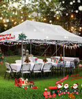 Heavy Duty 10x20 Pop Up Canopy Tent With 6 Sidewalls, Easy Up Commercial Outdoor Gazebo set up for a party with decorations.