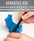 Demonstration of Fiber Optic Mid Span Slit And Ring Tool for Corning Minixtend HD Cables with 7.9 to 8.2 mm grooves