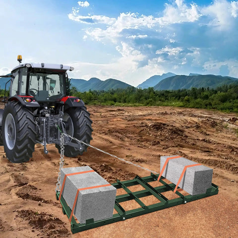 Tractor towing Heavy Duty Drag Harrow Driveway Grader For Gravel with blocks for flat land leveling