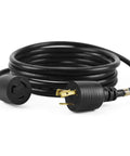 Beefed Up Heavy Duty L6-20P To L6-20R Generator Locking Extension Cord 20 Amp 125/250V Weather Resistant SJTW 12 Gauge 10 Ft 3-Prong Black