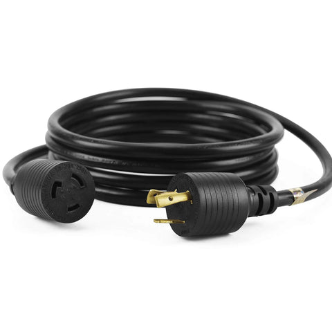 Beefed Up Heavy Duty L6-20P To L6-20R Generator Locking Extension Cord 20 Amp 125/250V Weather Resistant SJTW 12 Gauge 10 Ft 3-Prong Black