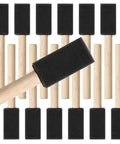 Kick Ass 1 Inch Foam Paint Brushes 12 Pack High Density Polyfoam Applicators For Mod Podge Wood Staining Wall Decor Awesome Household Cleanup Tasks Zero Hassle stacked in a group, showing foam heads and wooden handles.