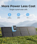 Ready To Roll 300W Portable Power Station And 100W Foldable Solar Panel With 256Wh LifePo4 Battery And 110V Pure Sine Wave AC Outlet For Campgrounds And Zero Drama Home Backup on grass with mountains.