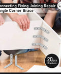 Using 20 Pack 90 Degree Angle Brackets For Wood And Metal 1.97 Inch By 1.97 Inch By 0.63 Inch 0.06 Inch Thick Galvanized Steel L Shape Corner Brace Plates With Six 0.16 Inch Holes Screws Not Included to assemble furniture