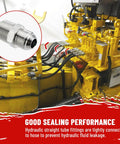 Ten Pack Hydraulic Hose Adapter Fittings Half Inch JIC Thirty Seven Degree Male To Half Inch NPT Male Straight Tube Connectors with machinery.