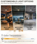 Customizable light options for Beefy 84 Inch Industrial Ceiling Fan With Lights, 3CCT settings for warehouse, shop, gym