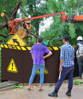 Arborists using Top Notch Heavy Duty Debris Containment Barrier For Tree Work 4 Panel Safety Barricade Foldable Oxford Fabric Shield