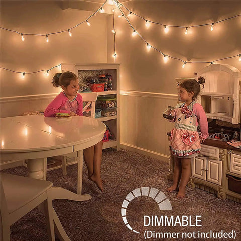 Outdoor String Lights 20ft With 22 LED Bulbs Waterproof And Connectable Patio Lights creating warm ambience in indoor play area