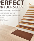 Non Slip Stair Treads For Wood Stairs 14 Pack 8.5 By 30 Inches With Landing Rug And Brush Indoor Brown Stair Runners