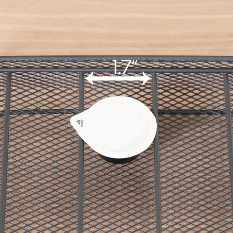 Coffee Pod Drawer Organizer For K Cup Pods, 17-inch wide mesh basket with single pod, black finish details shown.
