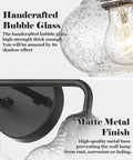 Close-up of Dope Three Light Farmhouse Style Bathroom Vanity Light With Globe Bubble Glass Shades and Matte Black Finish