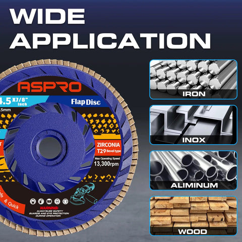 4.5 Inch Flap Discs For Angle Grinder 60 Grit T29 High Density Zirconia Grinding Wheel With Wide Application For Metal And Wood