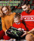 Family opening Metal 1 To 32 Scale Fighter Airplane Kit With 331 Parts 13 Inch Long DIY STEM Model For Kids under Christmas tree.