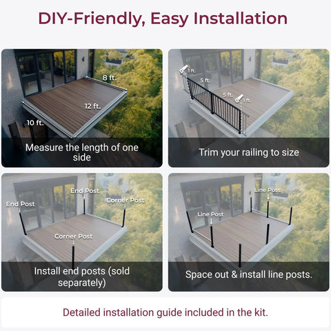 Vertical Guard Rail Kit For Deck And Porch, 4.5 Ft Wide By 42 In High, Pro Grade DIY Railing Baluster Set With Middle Post, Brackets Included, Ideal For Balcony, Patio Or Stair Rail, Easy Install For DIYers And Pros