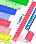 32 Pack 12 Inch Plastic Rulers Set With Transparent Colorful Dual Sided Measuring Tool Featuring Inches Centimeters And Millimeters