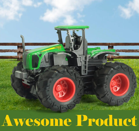 Four Piece Die Cast Farm Toy Set With Tractor And Trailers Including Combine Harvester, Monster Spreader Trucks And Trailer
