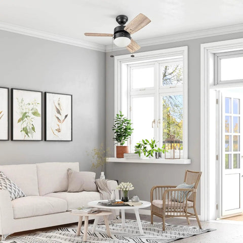 30 Inch Contemporary Indoor LED Ceiling Fan With Light, Pull Chain, Dual Mounting Options, Reversible Motor, Dual Finish Blades In Bronze With Energy Efficient LED Light Kit And Quiet Operation Perfect For Living Rooms