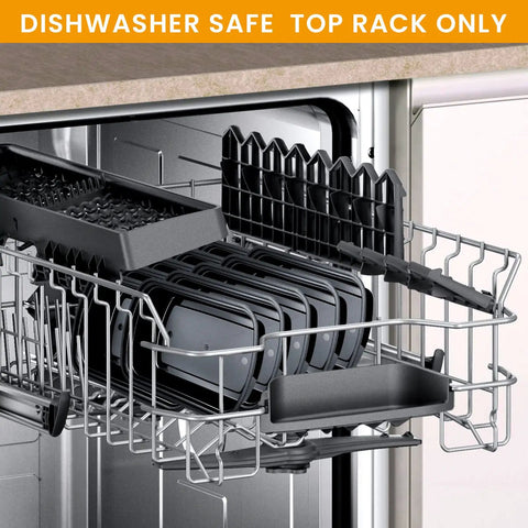 Dishwasher top rack with Workhorse 38 Oz Meal Prep Containers stacked, showcasing microwave freezer dishwasher safe feature.