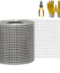 Hella Sturdy 5 Inch Stainless Steel Mesh Roll for Rain Gutters with wire cutters and gloves, ready for installation.