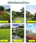 Collage showing various outdoor spaces for using Invisible Round Manhole Covers Durable Resin Sewer Lids: green belt, park, residential area, lawn, greenery, school.