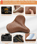 Wide Comfort Bike Saddle For Men And Women With Extra Large Winged Padding, memory foam, ventilation holes, suspension.