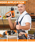 Man holding Powerful 1800W Heat Gun With Dual Temps 752F And 1112F, Four Nozzles, Overheat Protection for DIY projects in workshop