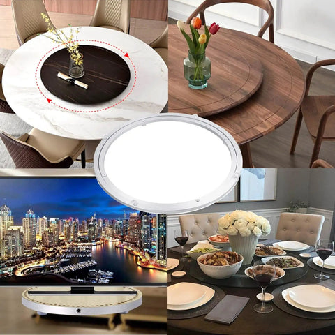 Beefed Up Aluminum Swivel Plate With 360 Degree Turntable Base For Glass Granite Or Wood Tables in dining and TV settings